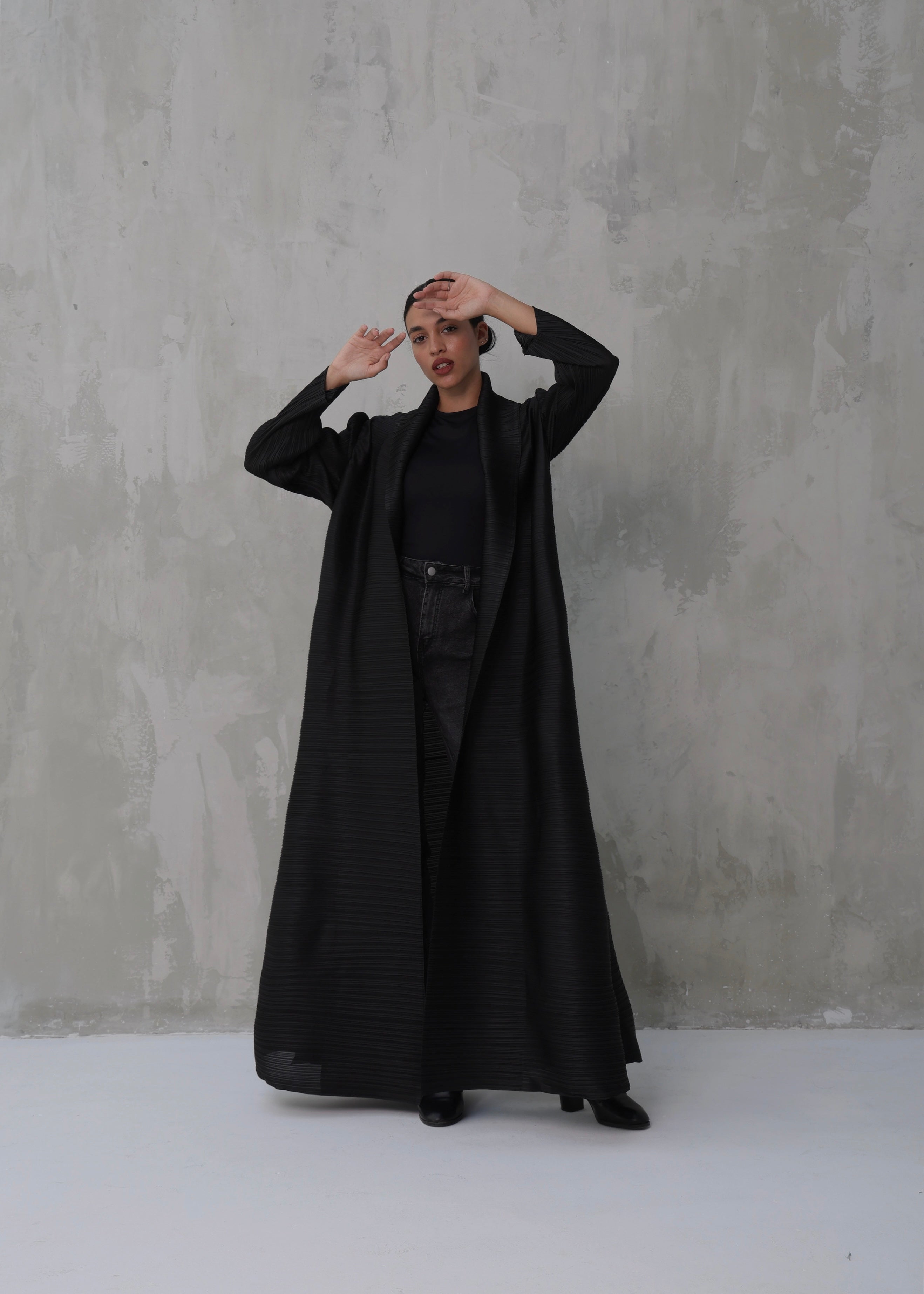 Black Pleated Longline