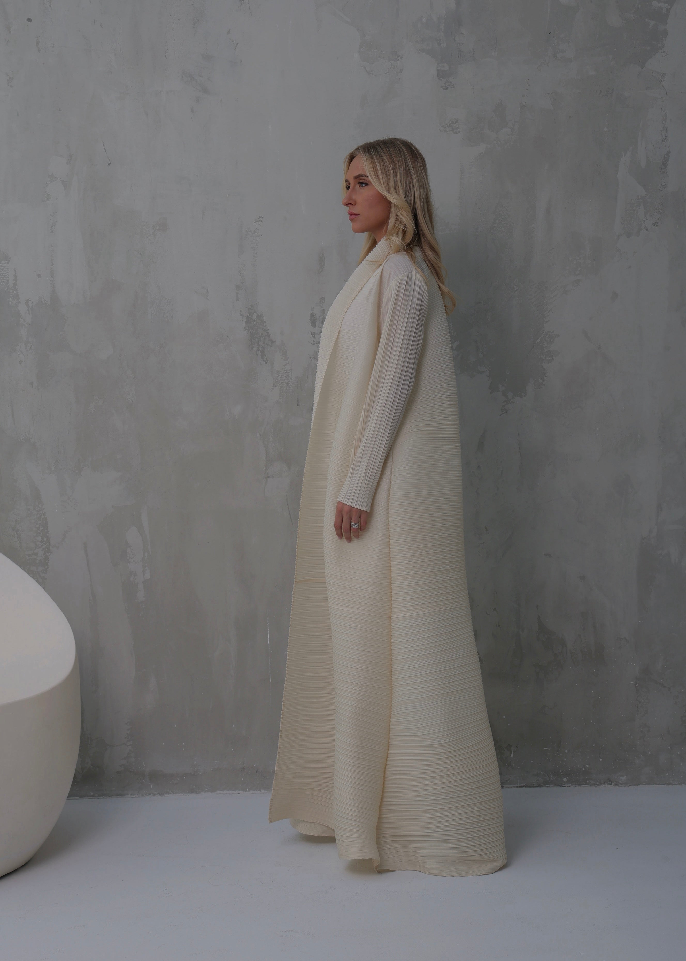 Cream Pleated Longline