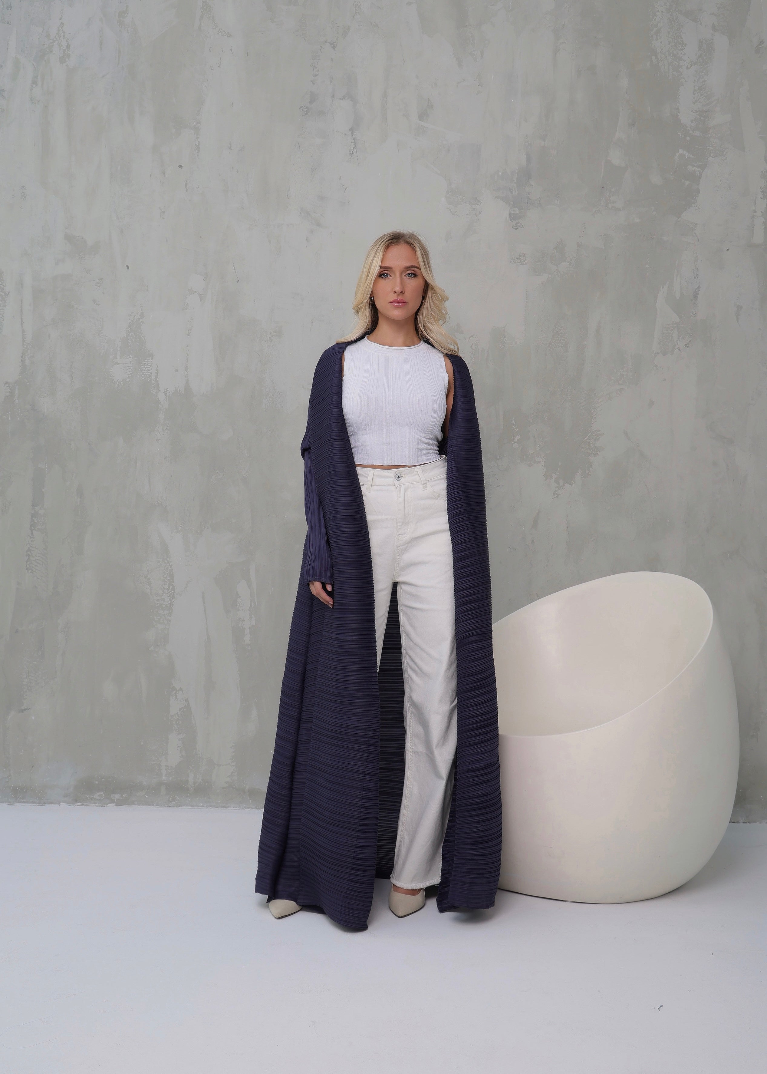 Blue Pleated Longline