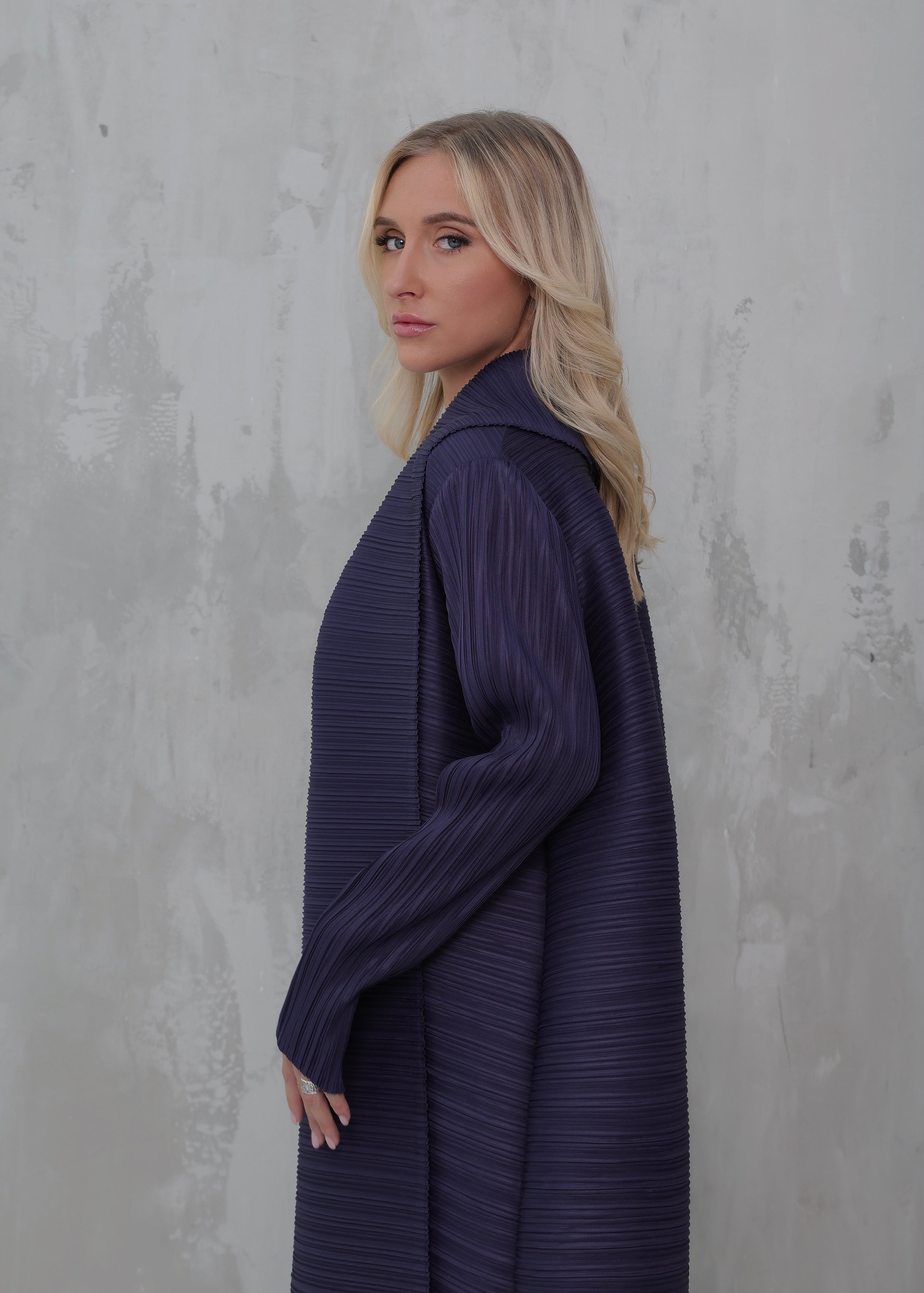 Blue Pleated Longline