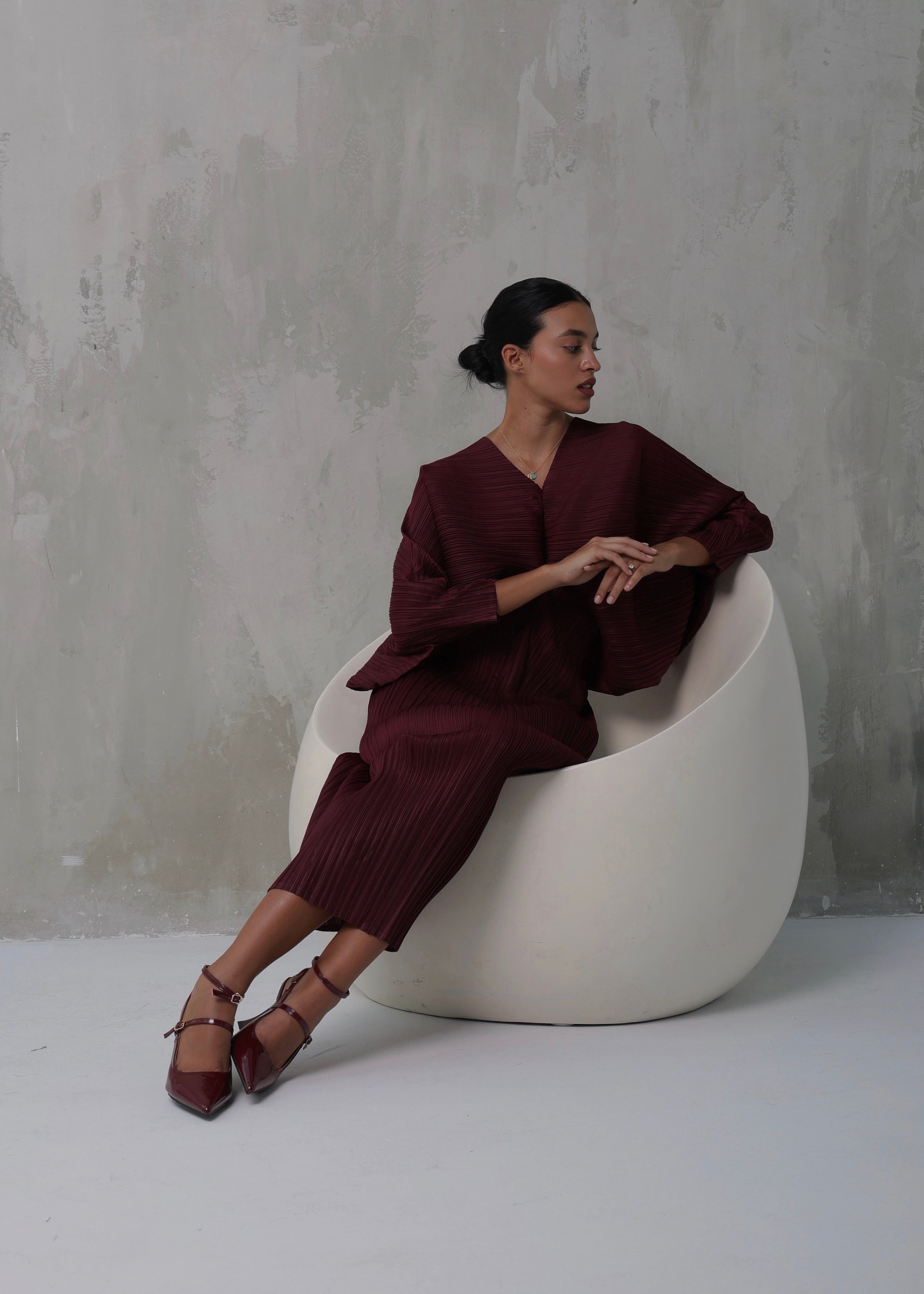 Bordeaux Sculptural Gown